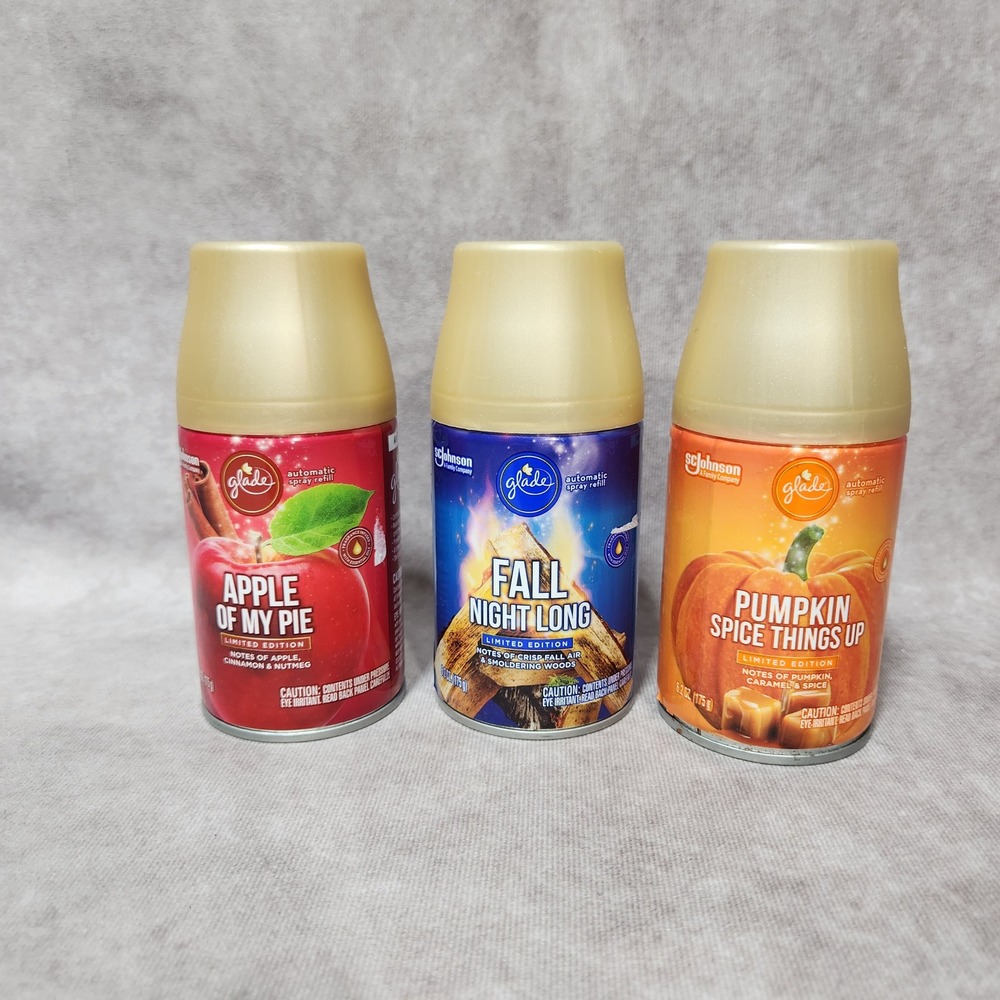 Glade Automatic Spray Refill Variety Lot of 3 Scents Fall Apple Pumpkin 6.2oz